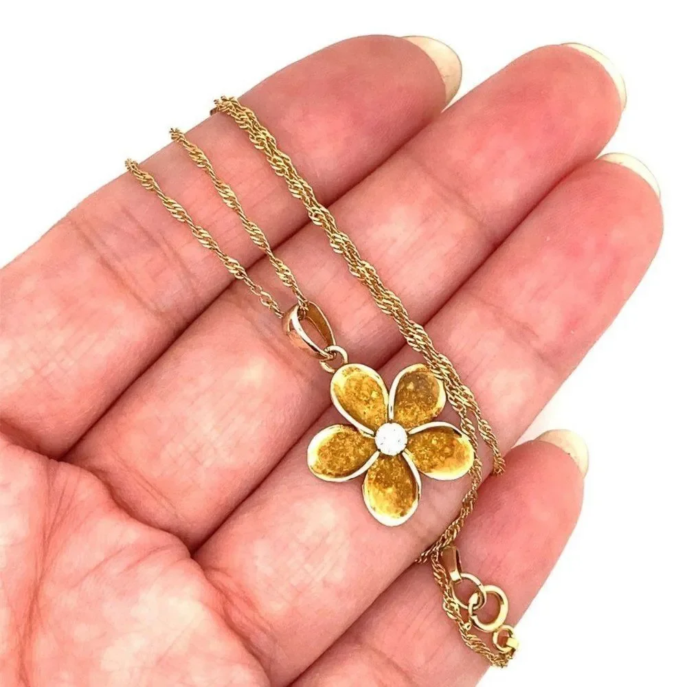 925 Plumeria on 14k Twisted Chain‎